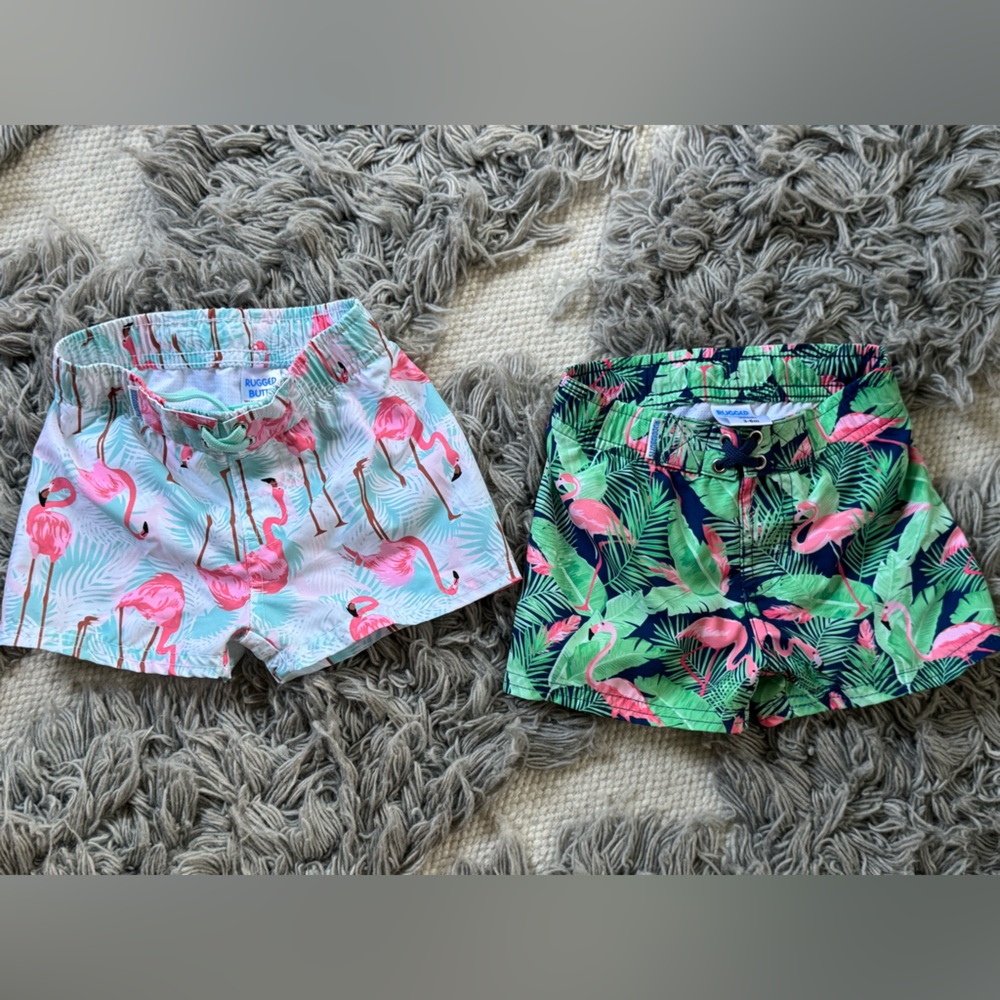 Rugged Butts - two swim shorts and shirt - 3-6M
